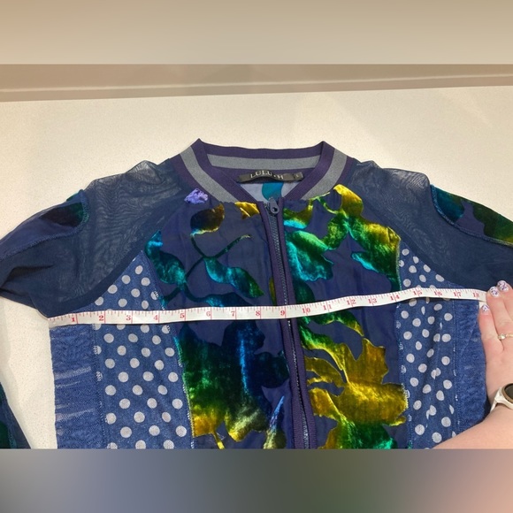 Stunning LULU H Paris mesh/velvet appliqué bomber jacket/French style cardigan - Picture 10 of 17